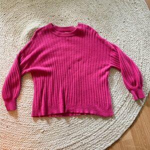 aerie Fuchsia Ribbed Crewneck Sweater